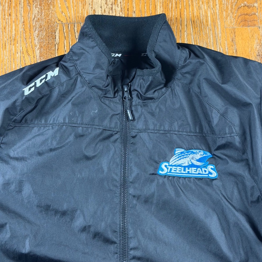 CCM Idaho Steelheads Hockey Team Jacket Mens Large Black Full Zip Warm Up